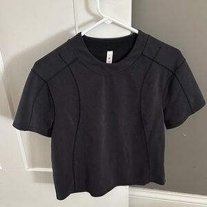 lululemon athletica Black Ribbed Short Sleeve Top